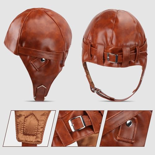 Kyson Aviator Costume 4Pcs 1920s Vintage Aviator Hat With Goggles White Scarf Brooch for Halloween Aviation Pilot Theme Party - color: Set a
