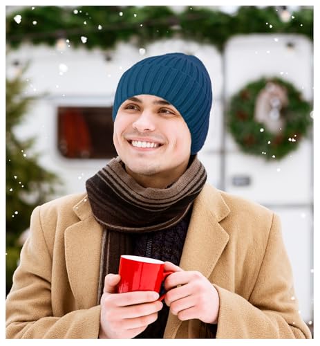 HiRui Knit Beanie for Men Women Kids, Winter Hats Warm Classic Daily Skull Caps - color: Dark-blue