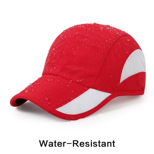 HH HOFNEN Quick Dry Baseball Cap Unstructured Water Resistant Golf Hat - color: Red