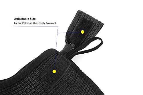 Women Sun Visors Foldable Straw Hats Summer Beach Packable Hat Floppy Wide Brim Cap Deep Style, Adjustable Size - color: Black 3