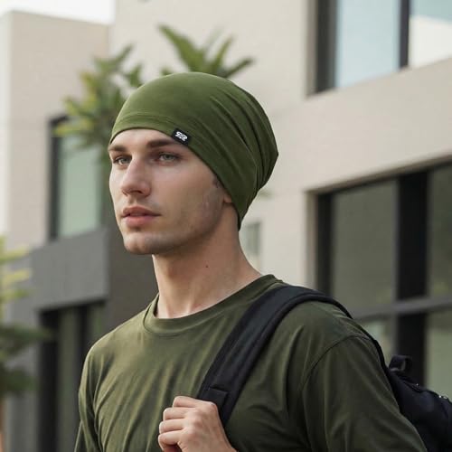 QINGLONGLIN Cooling Skull Cap Sweat Wicking Breathable for Men Women 3 Pack - color: Black + Grey + Army Green