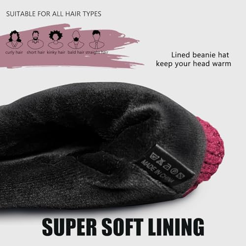 Unisex Winter Beanie for Men Women Soft Fleece Lined Warm Knit Hat - color: Wine Red