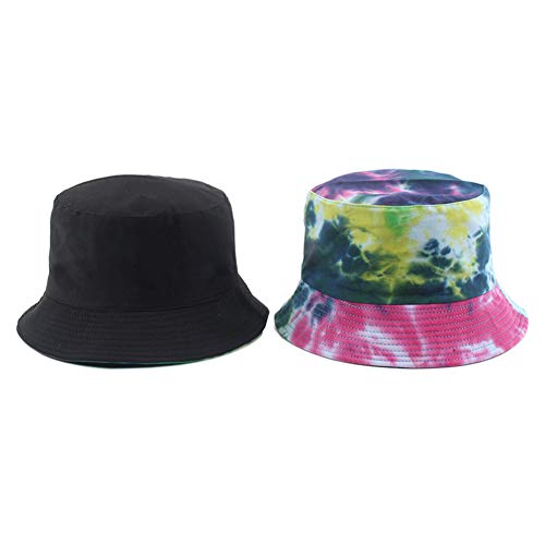 Tie Dye Bucket Hat Reversible Cotton Multicolored Fisherman Cap Packable Sun Hat - color: Multicolor a