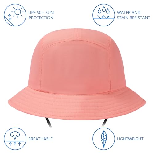 BASSDASH UPF50+ Fishing Bucket Hat for Men Women Lightweight Water Resistant Packable Outdoor Summer Sun Hats FH13 - color: Peach Pink