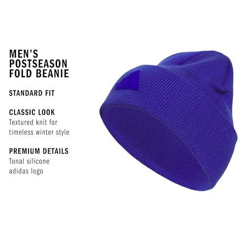 adidas Men's Wide Cuff Slouchy Beanie - color: Semi Lucid Blue/Black/Post Season, size: One Size