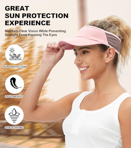 Sun Visor Hats Lightweight Stretchy for Running Tennis Golf - color: Pink