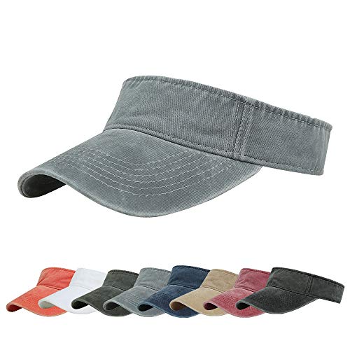 Sport Sun Visor Hats Cotton Ball Caps Empty Top Baseball Sun Cap for Men Women - color: Grey