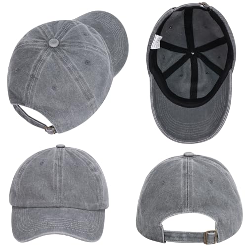 MEINICY 3 Packs Washed-Cotton Plain Baseball Cap, Adjustable Dad Hat - color: Black + White + Gray