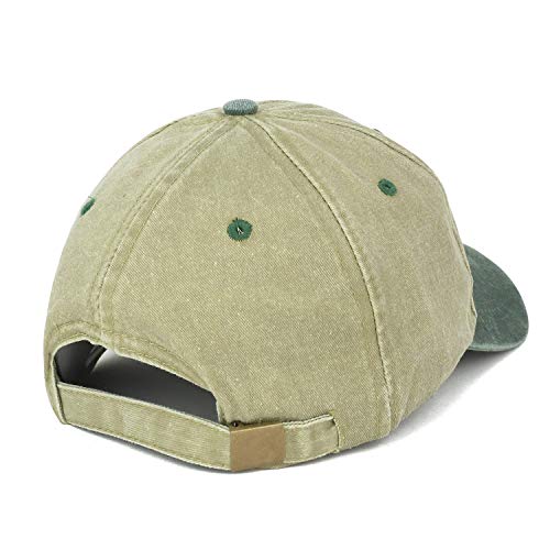 Trendy Apparel Shop Orange Patch Pigment Dyed Washed Two Tone Baseball Cap - color: Khaki Dark Green