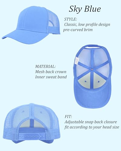 Gelante Mesh Trucker Hat Baseball Cap Structured Front Panel Wholesale LOT 12 Pack - color: Sky Blue