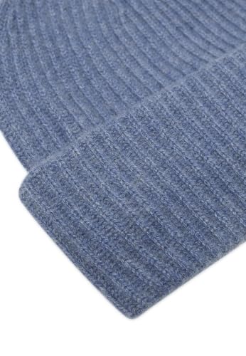 Style Republic Women’s Chunky Knit Beanie, 100% Pure Cashmere Cap, Soft & Stretchy, Warm Hat for Autumn, Winter, Spring - color: Blue Melange