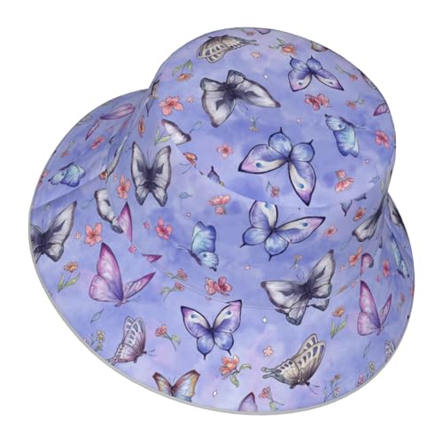 Bucket Hat for Men Women Packable Reversible Printed Summer Hats - color: Butterfly