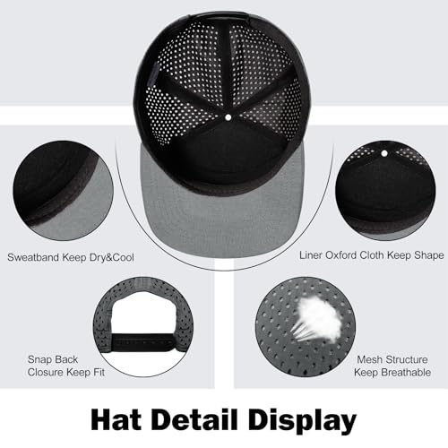 Mens Oversize XXL Flat Brim Baseball Cap - color: Dark Gray