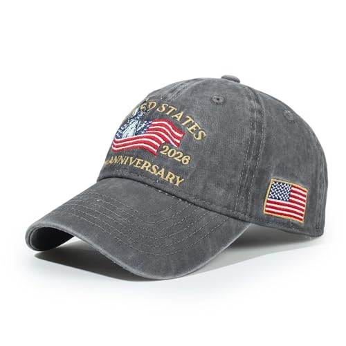 USA 250th Anniversary Baseball Cap Patriotic Embroidered American Hat - color: 2-gray