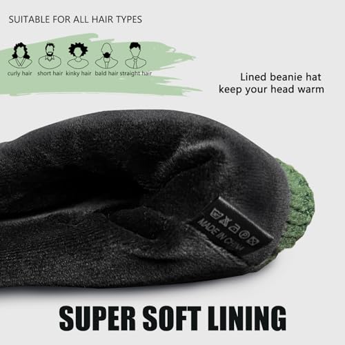 Unisex Winter Beanie for Men Women Soft Fleece Lined Warm Knit Hat - color: Deep Green