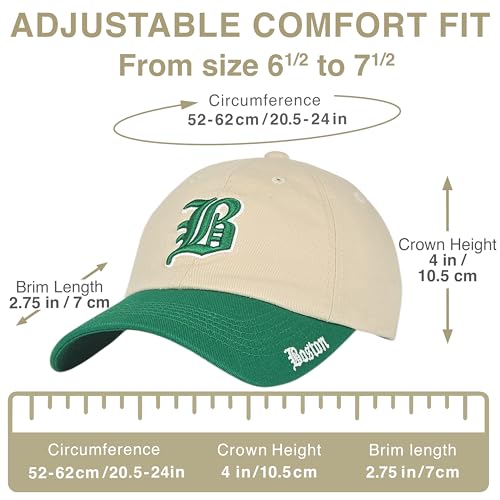 Boston Gothic B Dad Hat, Embroidered Low Profile Baseball Cap for Women Men - color: Stone Kelly Green