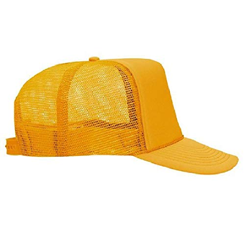 OTTO Polyester Foam Front 5 Panel High Crown Mesh Back Trucker Hat - color: Gold