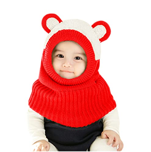 Baby Winter Hat Scarf Set, Unisex Infant Toddler Kids Hat Scarf - color: Red Bear, size: 1-3T