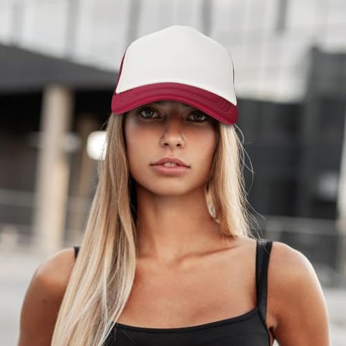 Ultrafun 10 Pack Trucker Hat Mesh Sublimation Blank Hats Adjustable Baseball Caps Hats for Men Women - color: Wine Red White