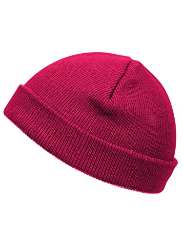 TOP HEADWEAR Cuffless Beanie for Men Women, Unisex Short Beanies Skull Cap - color: Magenta