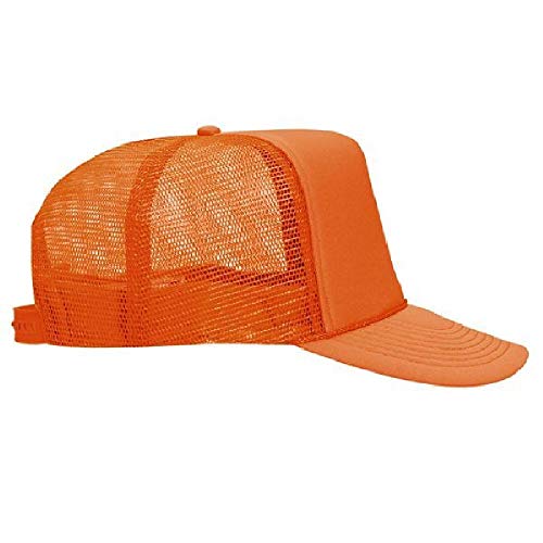 OTTO Polyester Foam Front 5 Panel High Crown Mesh Back Trucker Hat - color: Orange