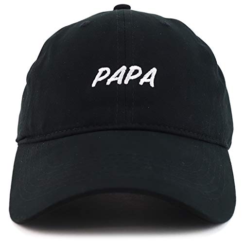 Trendy Apparel Shop Papa Embroidered Soft Crown 100% Brushed Cotton Cap - color: Black