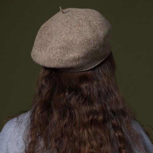 Women Classic Wool Blend Berets Elegant Flat Beret Caps Retro Peaked Cap Hats Autumn Winter Hat Solid Color - color: Brown