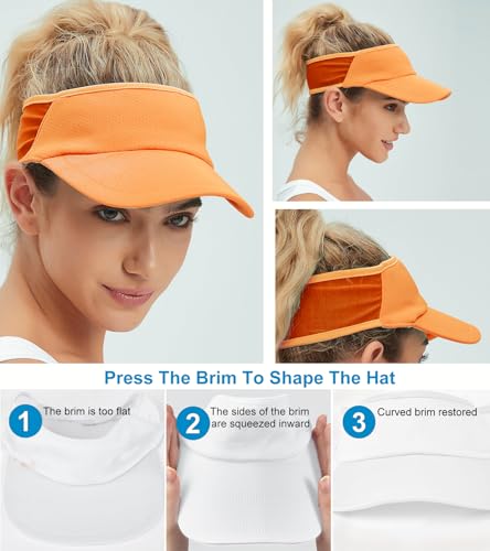 Sports Sun Visor Women Men, Cooling Stretchy Visor Hats Summer Packable Ponytail Sun Hat for Running, Golf, Tennis - color: 1pc Orange