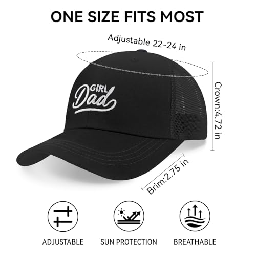 Men's Embroidered Adjustable Baseball Cap, Girl Dad Hat for Men - color: Black