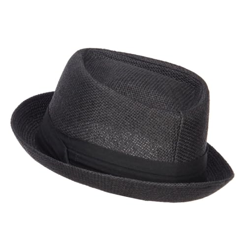 Big Size Solid Upbrim Pork Pie Fedora - color: Black, size: X-Large