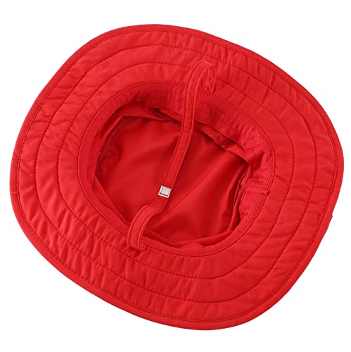 Connectyle Kids Sun Hat for Boys Girls Wide Brim Bucket Hat UPF 50+ Sun Protection Hat Breathable Summer Beach Hat - color: Red