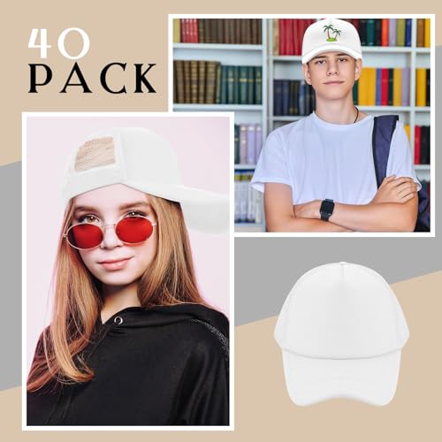 Hercicy 40 Pack Blank Trucker Hat Bulk - color: White
