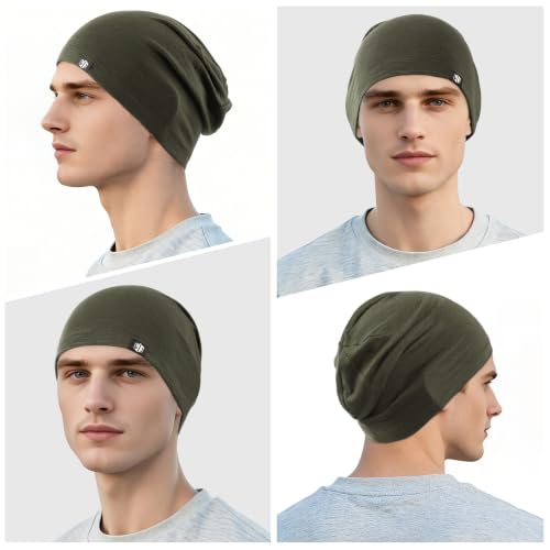 WTACTFUL 3-Pack Soft Viscose Slouchy Beanie Skull Cap for Men and Women - color: Black+green+brown