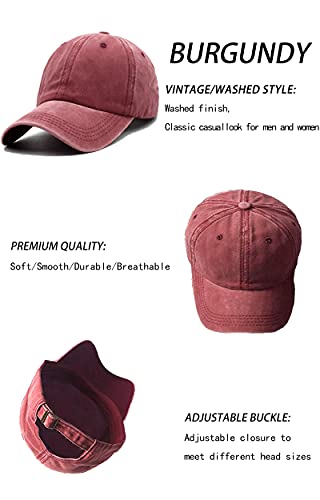 Mommy Jennie Unisex Vintage Washed Distressed Baseball-Cap Twill Adjustable Dad-Hat - color: Burgundy