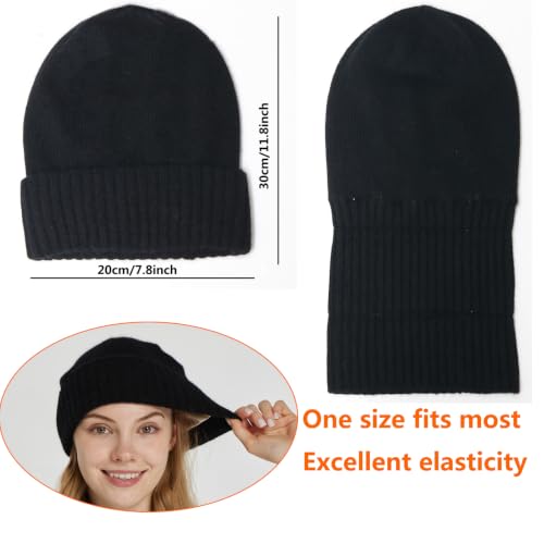 Facecozy Satin Lined Beanie for Women Soft Satin Lining Slouchy Winter Hats - color: Black