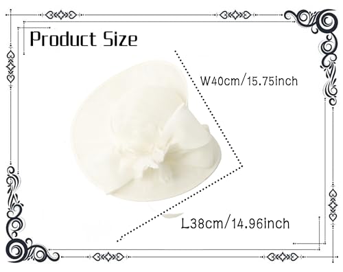 dressfan Vintage Fascinator Hats for Women,20s 50s Linen Flower Hat for Derby/Church/Wedding/Cocktail/Tea Party - color: Beige