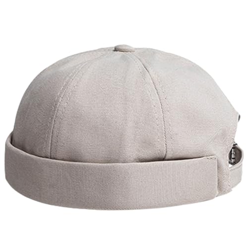 Adjustable Unisex Hip-Hop Docker Hat Dome Brimless Hats - color: Beige