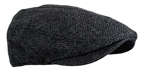 Wonderful Fashion Men's Classic Herringbone Tweed Wool Blend Newsboy Ivy Hat (Large/X-Large, Charcoal) - color: Dark Grey, size: Small-Medium
