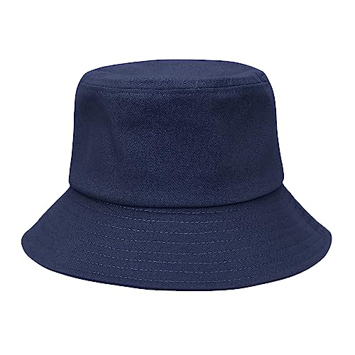 Kids Bucket Sun Hat for Boys Girls, UPF 50+ Packable Wide Brim Beach Cap - color: Navy