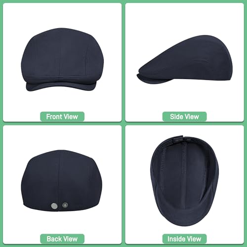 100% Cotton Newsboy Cap for Men Adjustable Flat Gatsby Ivy Cabbie Beret Hat for Summer Driving Hunting - color: Navy-bb, size: Large