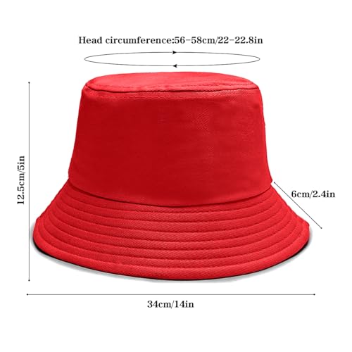 Bucket Hat Beach Sun Hat Fishing Hat for Women Men, Summer Outdoor Travel Packable Fisherman Hat - color: Red