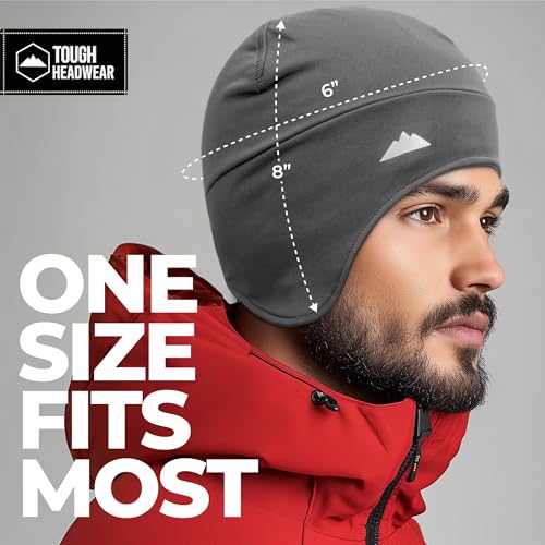 Tough Headwear Thermal Skull Cap - Moisture-Wicking Running Beanie - Snug Fit Ski Helmet Liner - Lightweight Cycling Cap - color: Black (2 Pieces) & Gray (1 Piece)