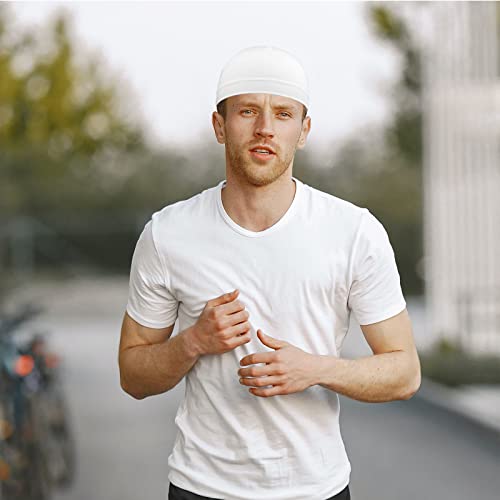 6 Pcs Skull Cap Sweat Wicking Helmet Liner Breathable Cycling Beanie Running Sports Hat Cooling Head Wraps for Men - color: White Pack