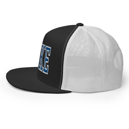 NG Duke Flat Bill Embroidered Trucker Hat High Crown Adjustable Cap - color: Black/ White