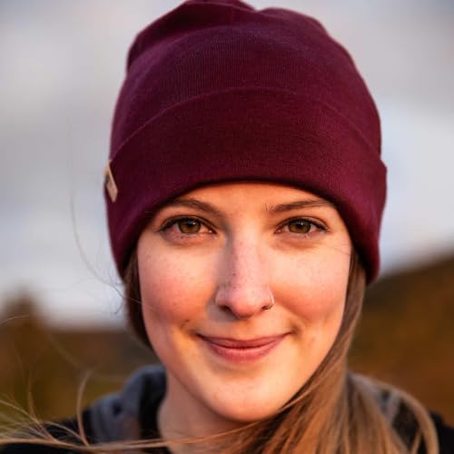100% Merino Wool Cuff Beanie - Warm Winter Hat - Novelty Beanie - Toque - color: Burgundy