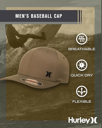 Hurley Mens Curved Brim Flexfit Baseball Cap - color: Medium Olive, size: Large-X-Large