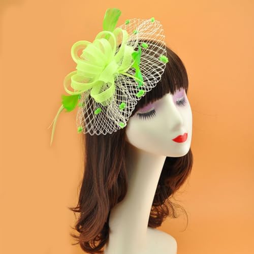 Women's Fascinator Feather Flower Hir clip & Corsage Dual-use Bridal Headpiece Hair Accessories Cocktail Party Wedding - color: Peak Green