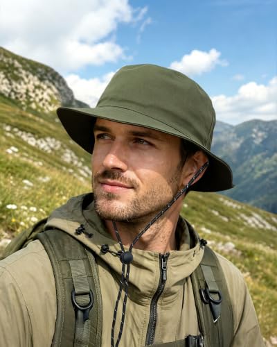Clakllie Reversible Packable Boonie Fishing Hat UV Protection Sun Beach Hat - color: Bk2601-khakigreen