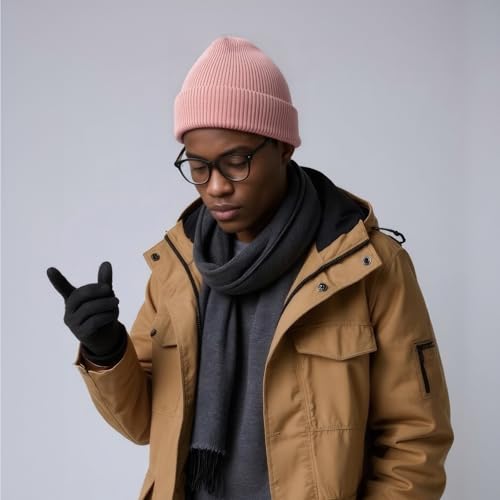 Winter Beanie Hats for Women Men Fleece Slouchy Knit Thick Beanies Warm Thermal Snow Ski Hat Gifts for Cold Weather - color: Pink