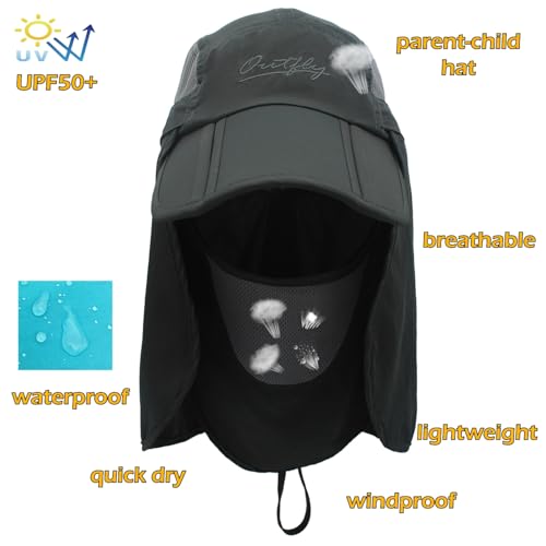 Full Coverage Removable UPF 50+ Sun Hat, Breathable Quick Dry Running Cap - color: Dark Grey, size: Large